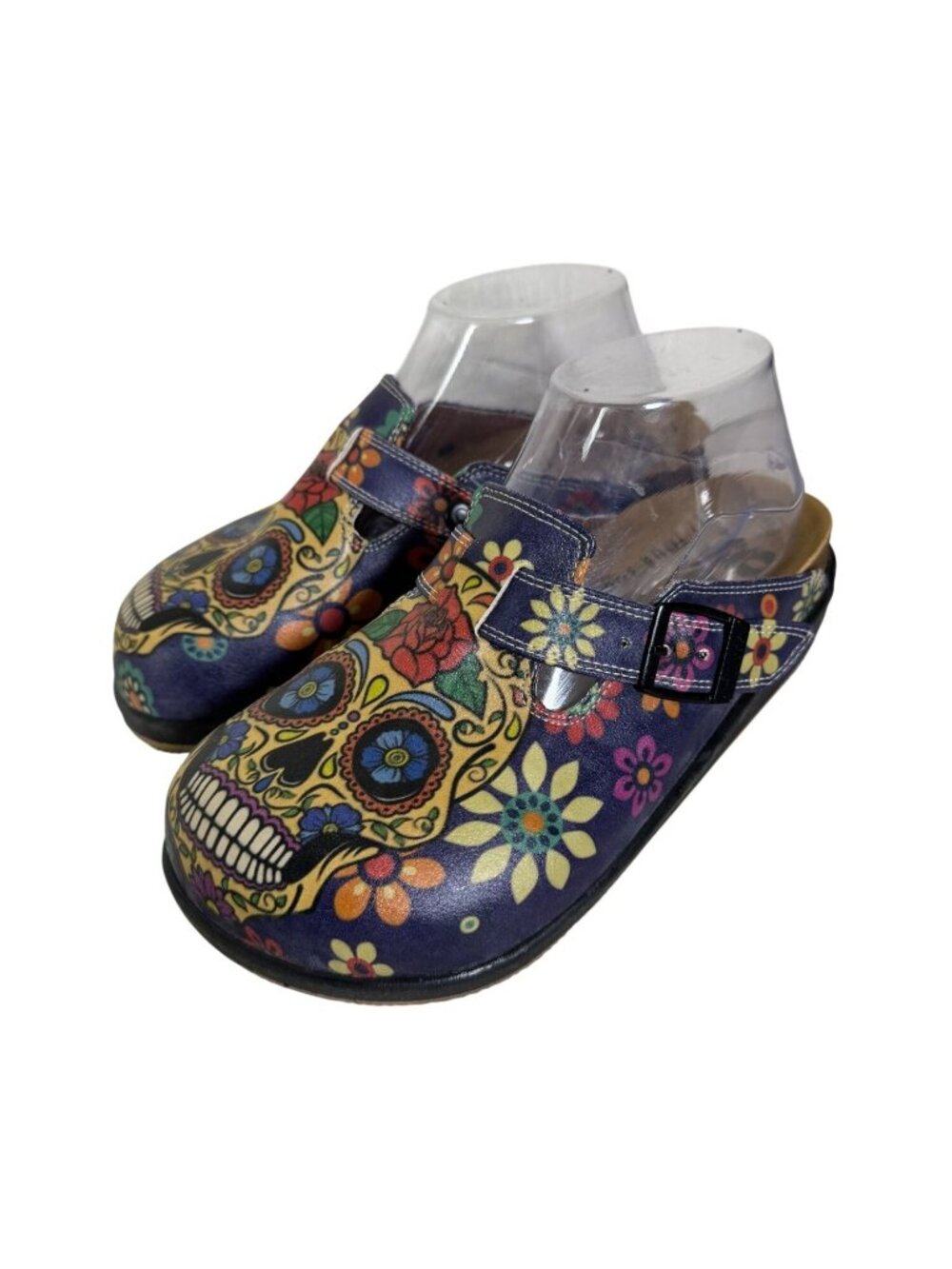 Goby Day Of The Dead Sugar Skull Floral Slip On Clogs Women size 6.5- 7 EU 37